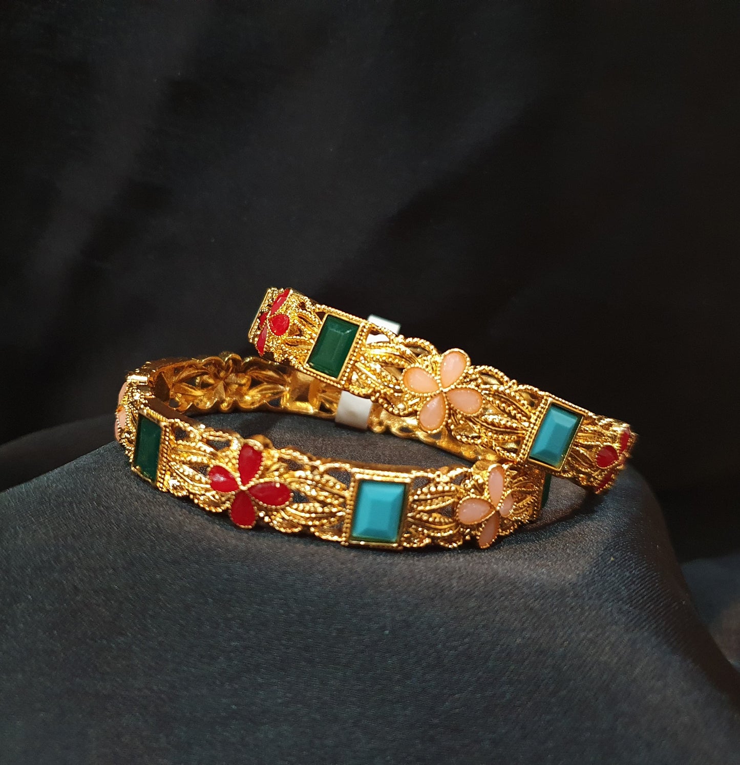 Multi stone Golden Bangles - China Gold