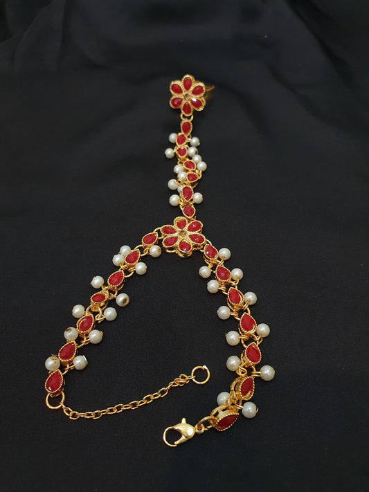 Kundan Angla ( Bracelet with Ring )