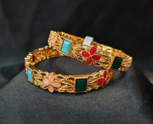 Multi stone Golden Bangles - China Gold